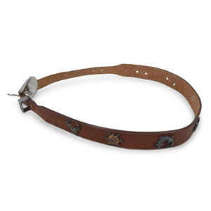 Silver Creek Western Belt Women’s 26 Brown Genuine Leather Metal Animal Stud